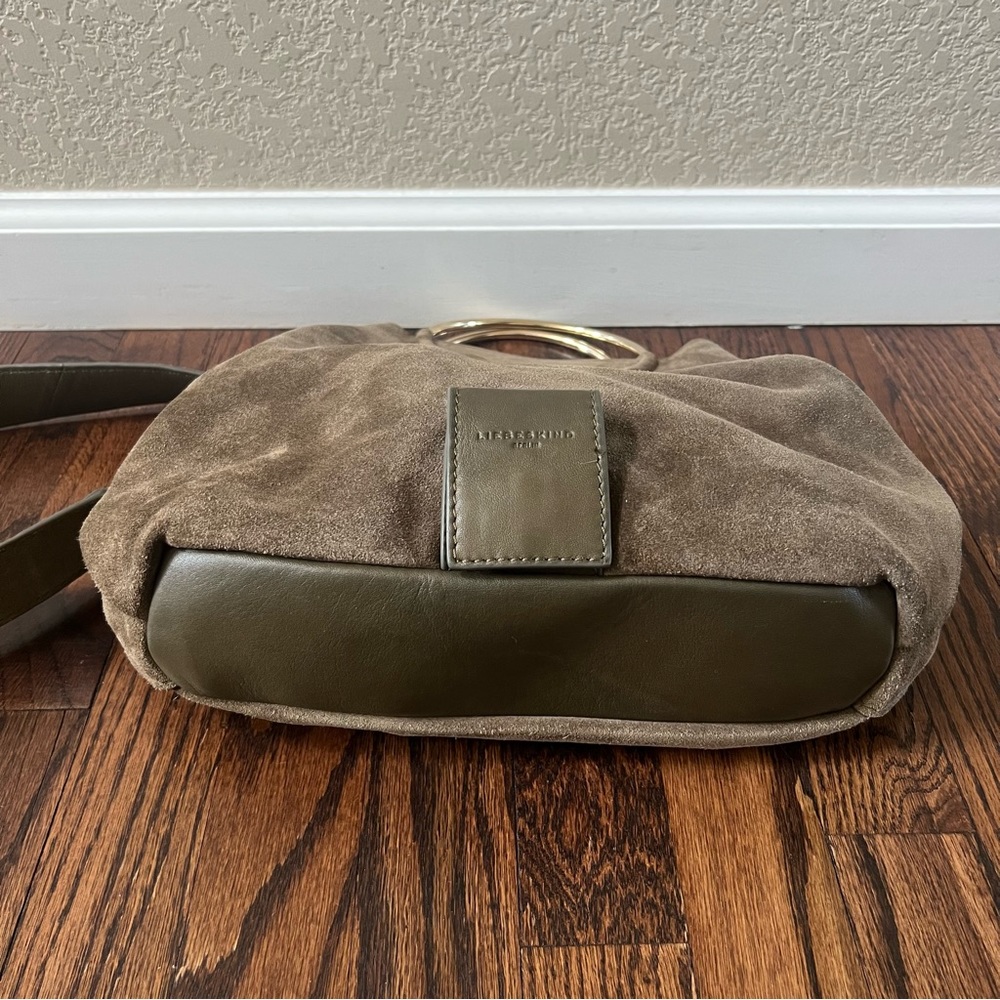 LIEBESKIND Berlin Ravenna Amal Olive Green Gold Ring Handle Cross body Bag Purse - Picture 13 of 16